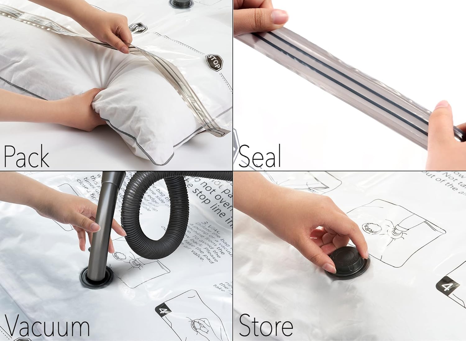 SpaceAid Jumbo Vacuum Storage Bags, Space Saver Sealer Compression Bags for Comforters, Blankets, Pillows, Bedding, Clothes (X-Large 3 Pack)