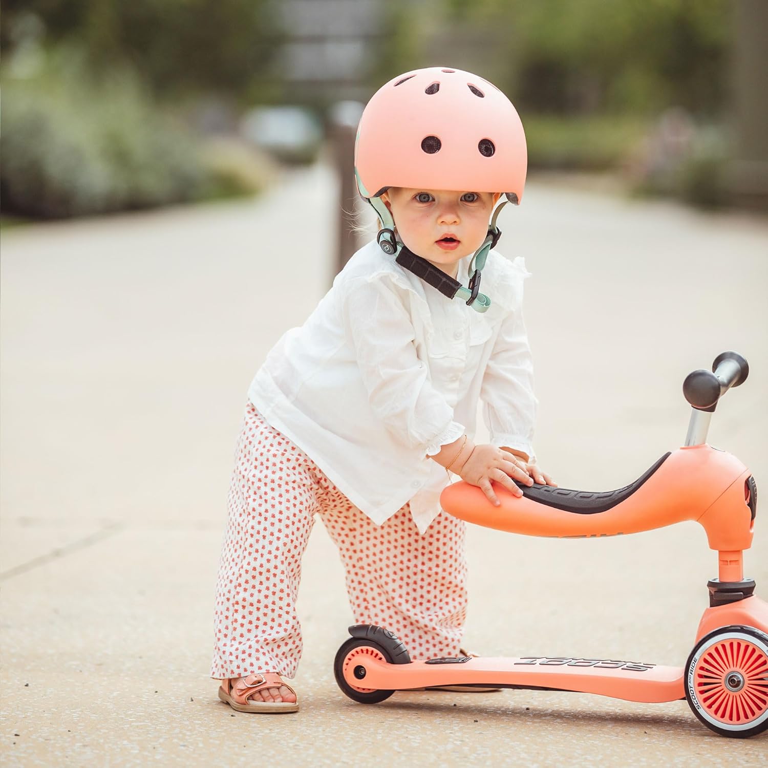 Scoot Ride 2-in-1 Ride-On Stand Kids Scooter, Ages 1 to 5, Highwaykick 1, Peach