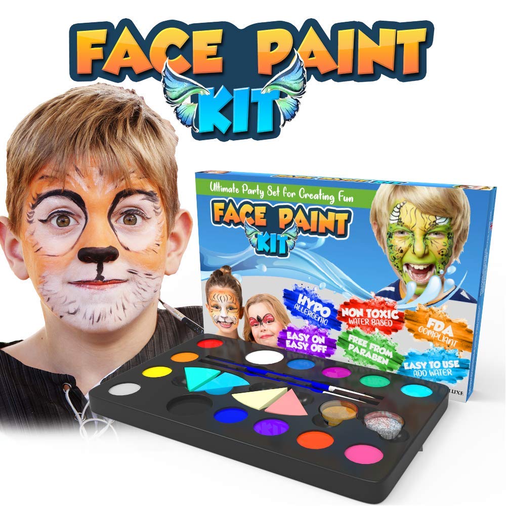 Desir Delux Fac Paintin Ki fo Kid 1 Color o Non-Toxic Eas t Us an Hypoallergeni Makeu Fac Pain Professiona Hallowee Makeu Kit Birthda Activitie fo Kid Party