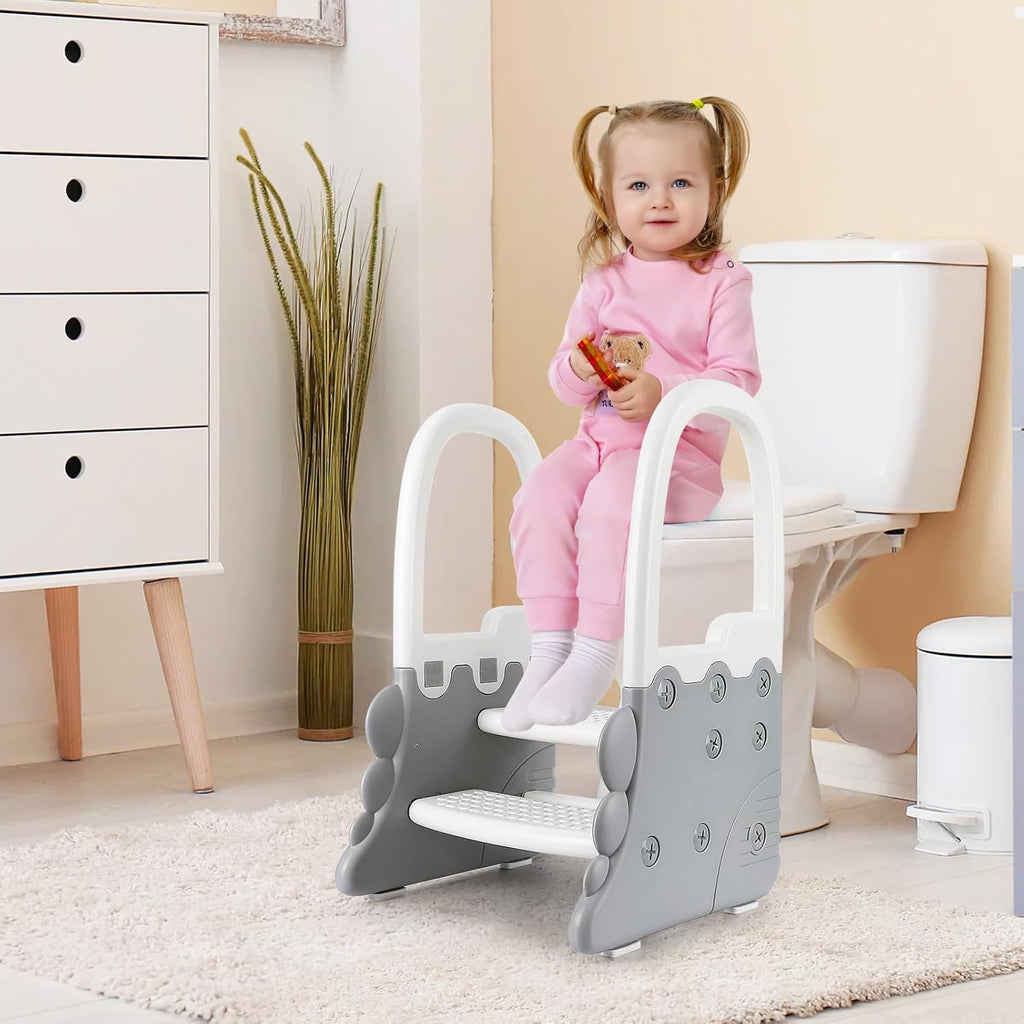 GarveeLif Toddle Ste Stoo Kid Standin Towe fo Toddler Plasti Learnin Helpe Stoo fo Kitche Counte Bathroo Sin Toile Pott Trainin wit Handle an Non-Sli Pads