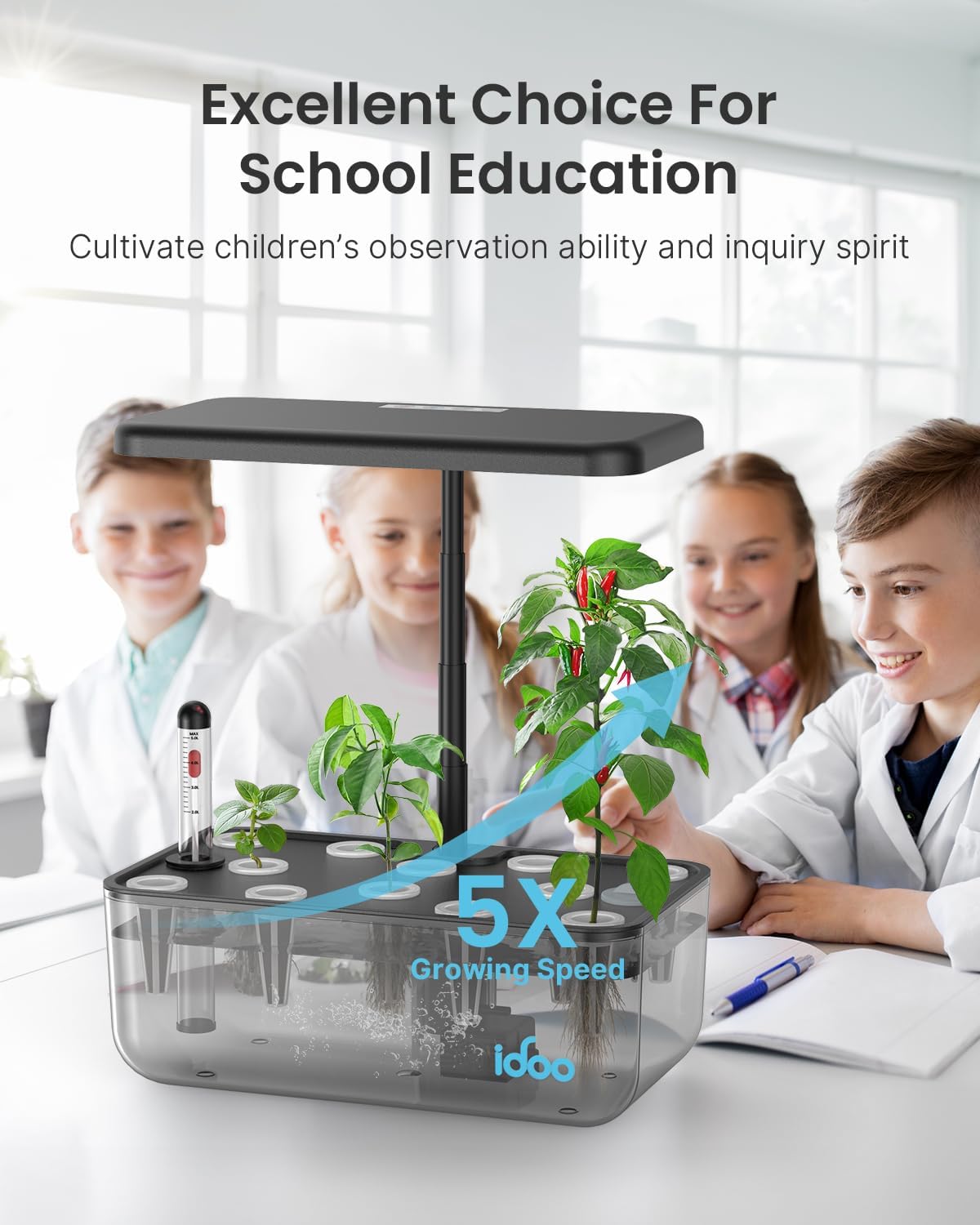 iDO Hydroponic Growin Syste Ki 1 Pods Christma Gift Gardenin Gift fo Wome Mo Da Kids Indoo Her Garde wit LE Gro Ligh fo Hom School Indoo Plant Goo fo Menta Health