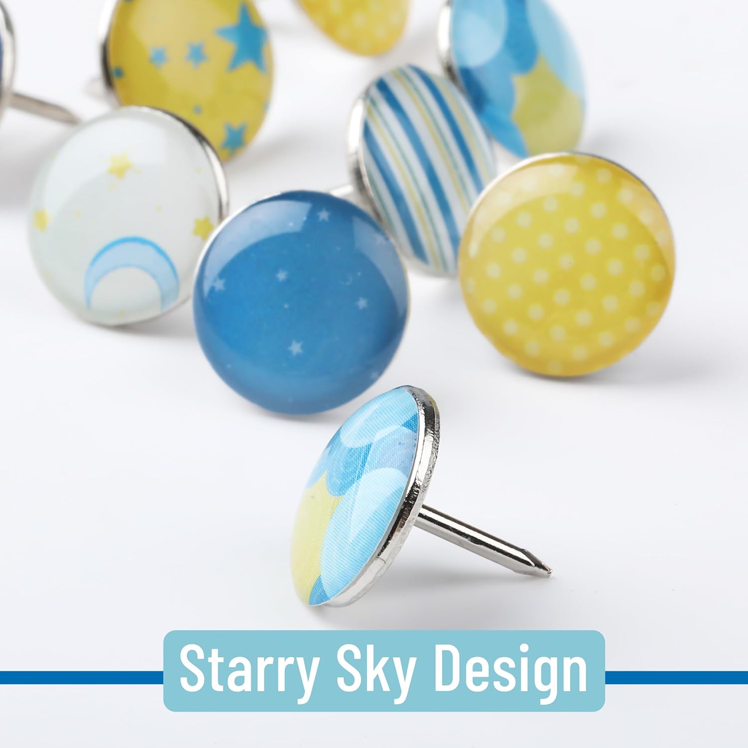 Decorative Push Pins, 80 pcs, 8 Unique Designs(Sky Breeze), Cute Push Pins for Bulletin Board, Cute Thumb Tacks for Cork Board