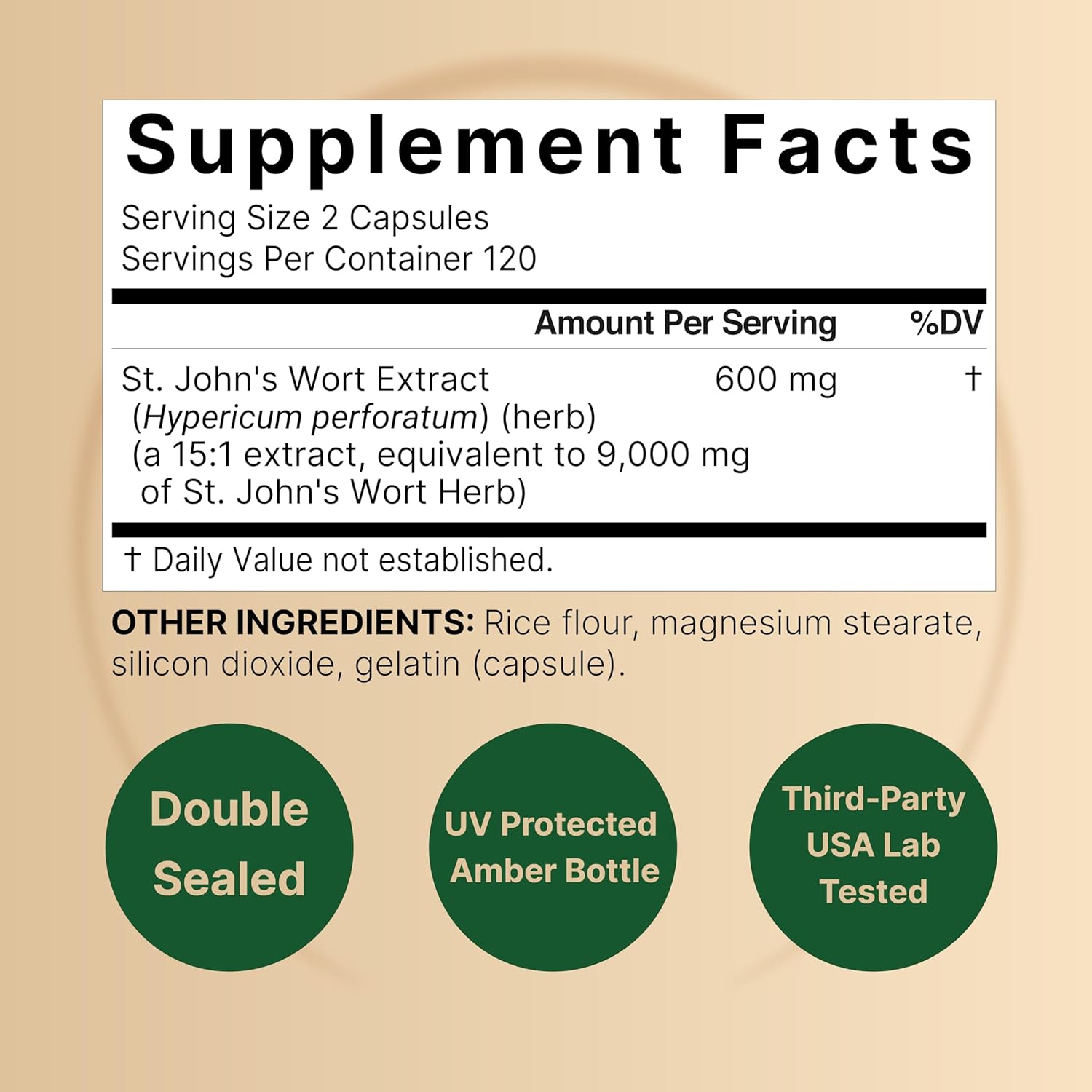 NatureBel S John Wor 9,000m Pe Serving 24 Capsule 15: Herba Extract Nort America Harvest Ric i Hyperici Positiv Moo Suppor Supplemen St John¡¯ Wor Non-GMO