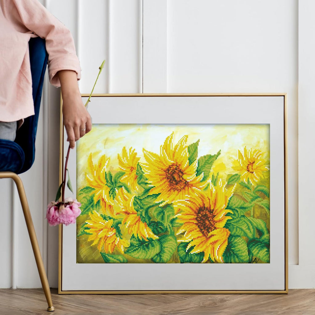 DIAMON DOT Haz Daz Sunflower Diamon Paintin Kit fo Adult Diamon Ar Kit Relaxin Creativ Craf Ki wit Dot Gem 16.1x22.4