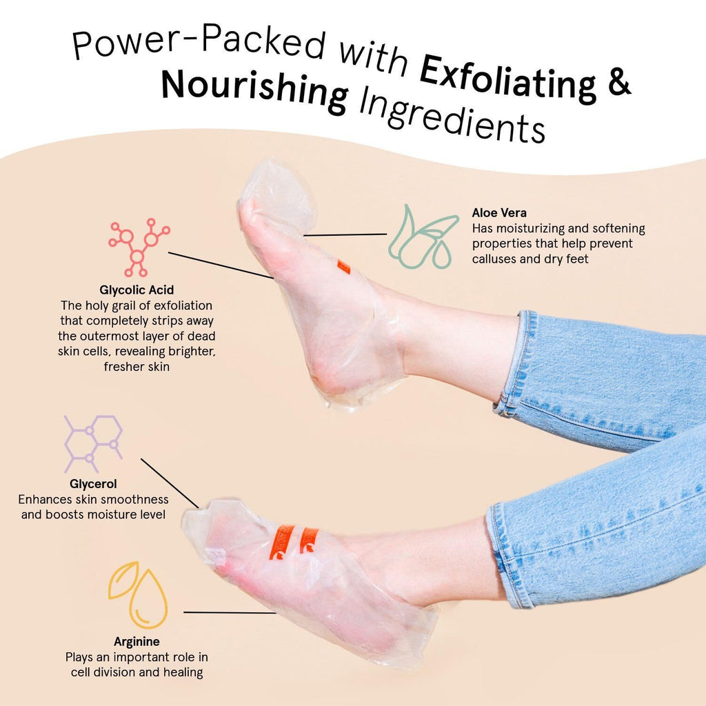 grace stella Award-Winning Foot Peel Mask - Foot Peeling Mask with Aloe Vera - Moisturizing Foot Mask for Dry Cracked Feet - Foot Exfoliator for Baby Soft Feet (2 Pairs, Lavender)