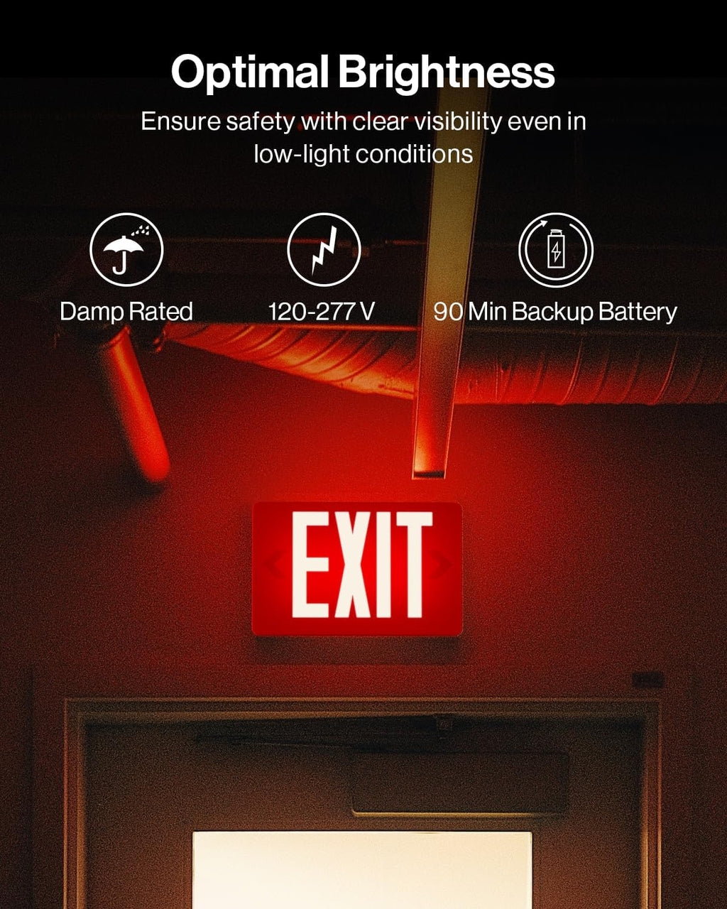Sunc 2 Pac LE Exi Sig Wit Emergenc Light Commercia Grad Doubl Side Fir Lights Backu Battery Illuminated 120-277V Dua Mounting U 94V- Fir Resistant