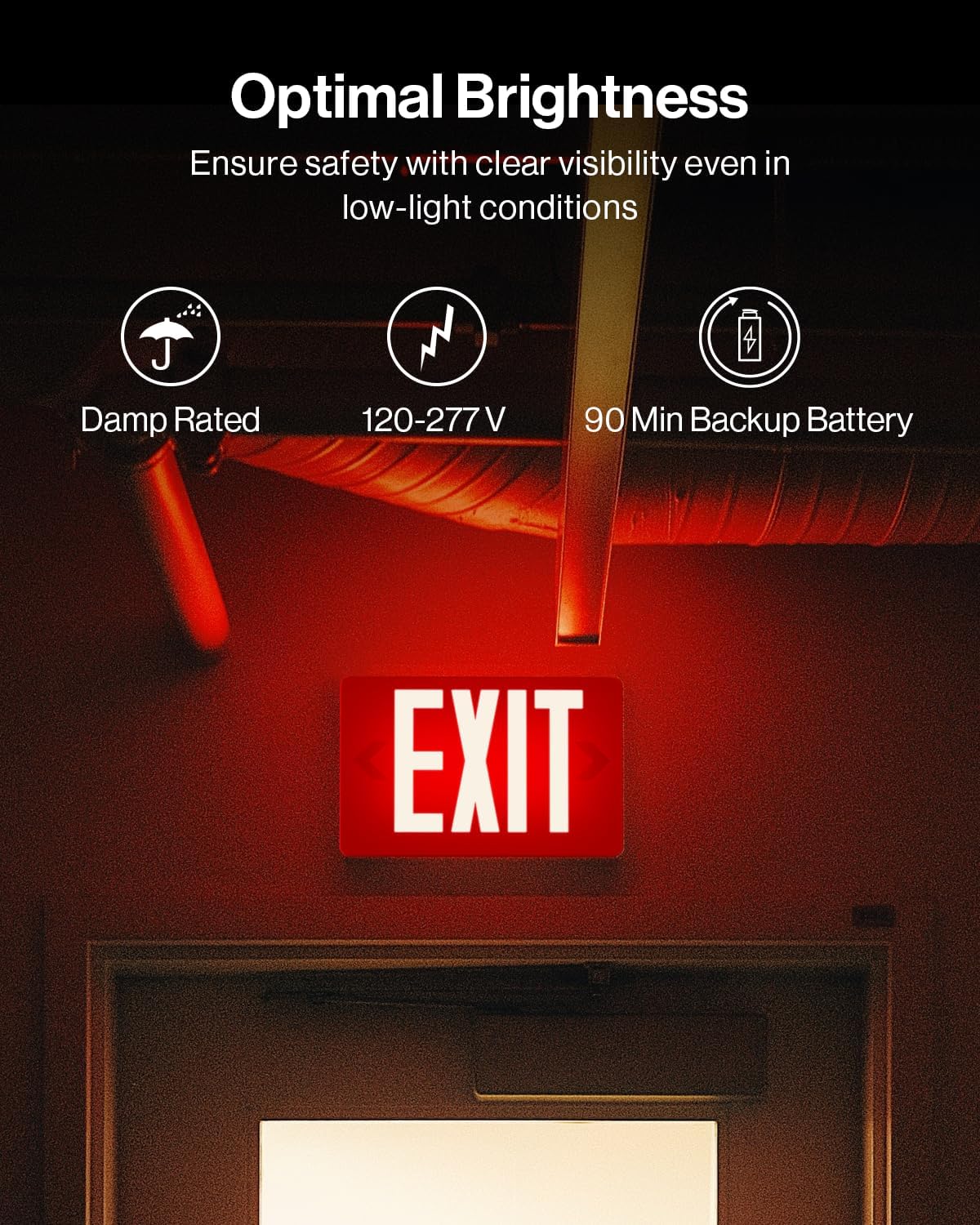 Sunc 2 Pac LE Exi Sig Wit Emergenc Light Commercia Grad Doubl Side Fir Lights Backu Battery Illuminated 120-277V Dua Mounting U 94V- Fir Resistant