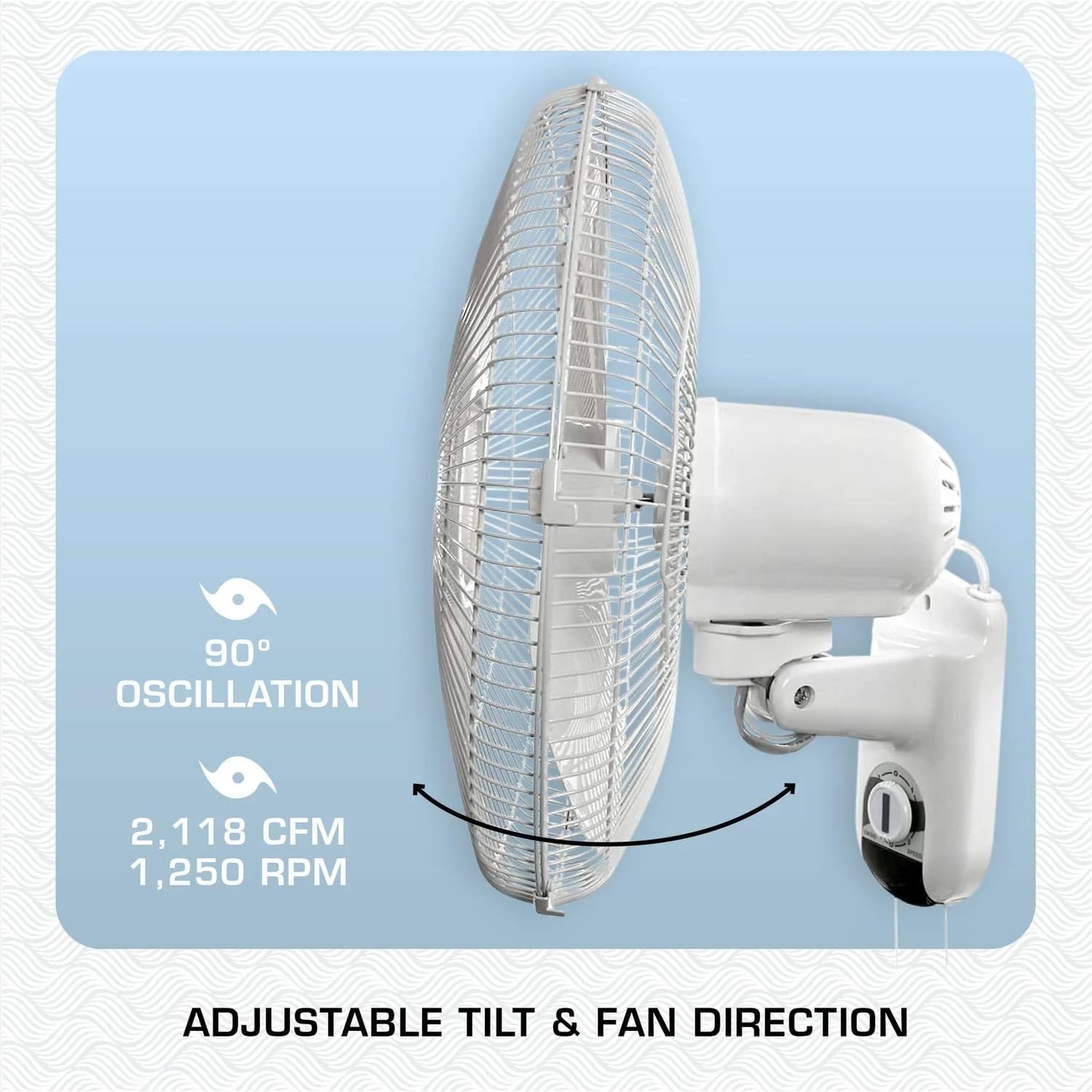Hurrican Classi 1 Inc 9 Degre Oscillatin Indoo Spee Wal Mounte Fa wit Adjustabl Til an Pul Chai Control Whit ( Pack)