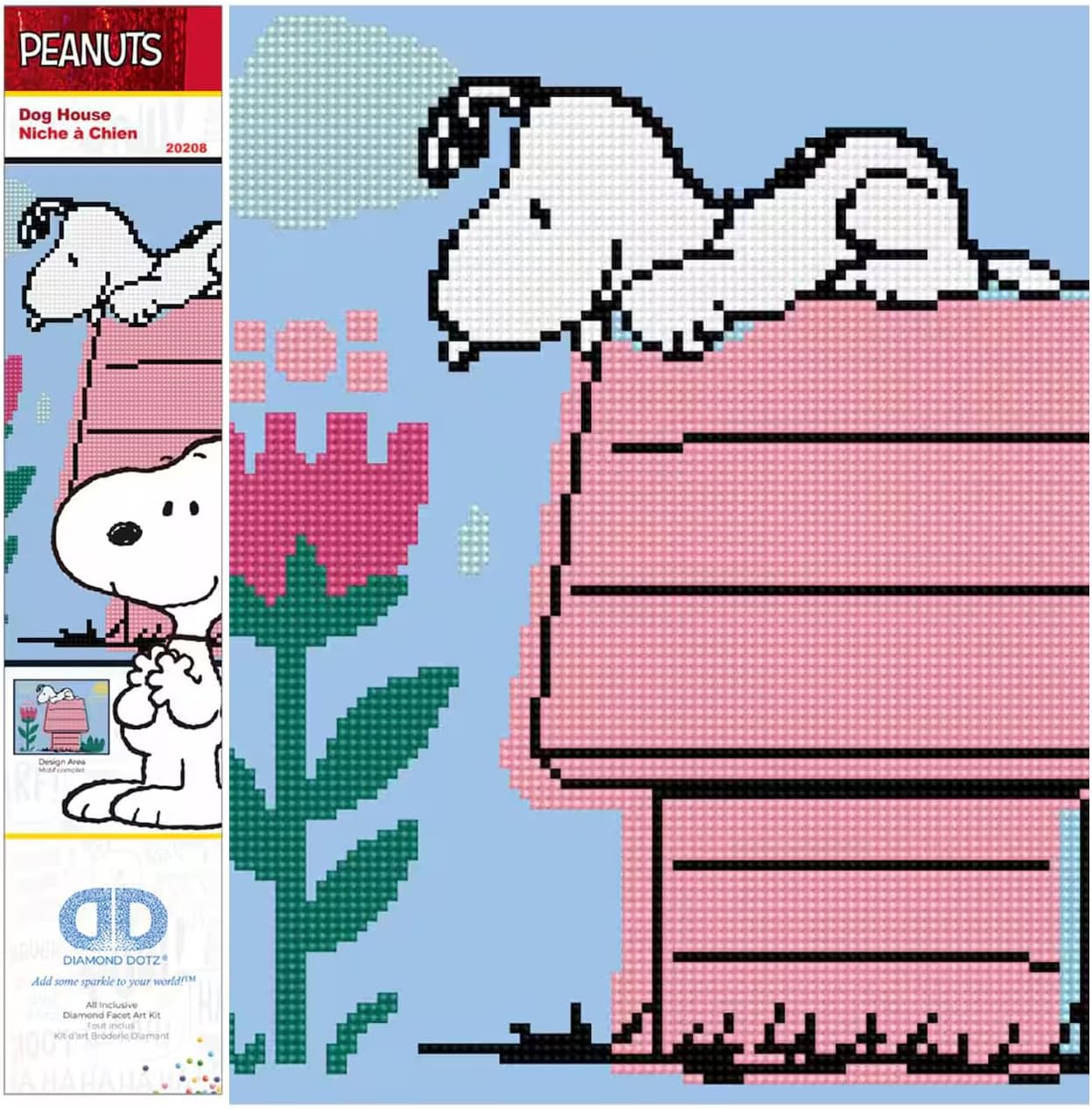 DIAMON DOT Do Hous (Peanuts Snoop Diamon Paintin Kit fo Adult Diamon Ar Kit Relaxin Creativ Craf Ki wit Dot Gem 15.5inch 12inch
