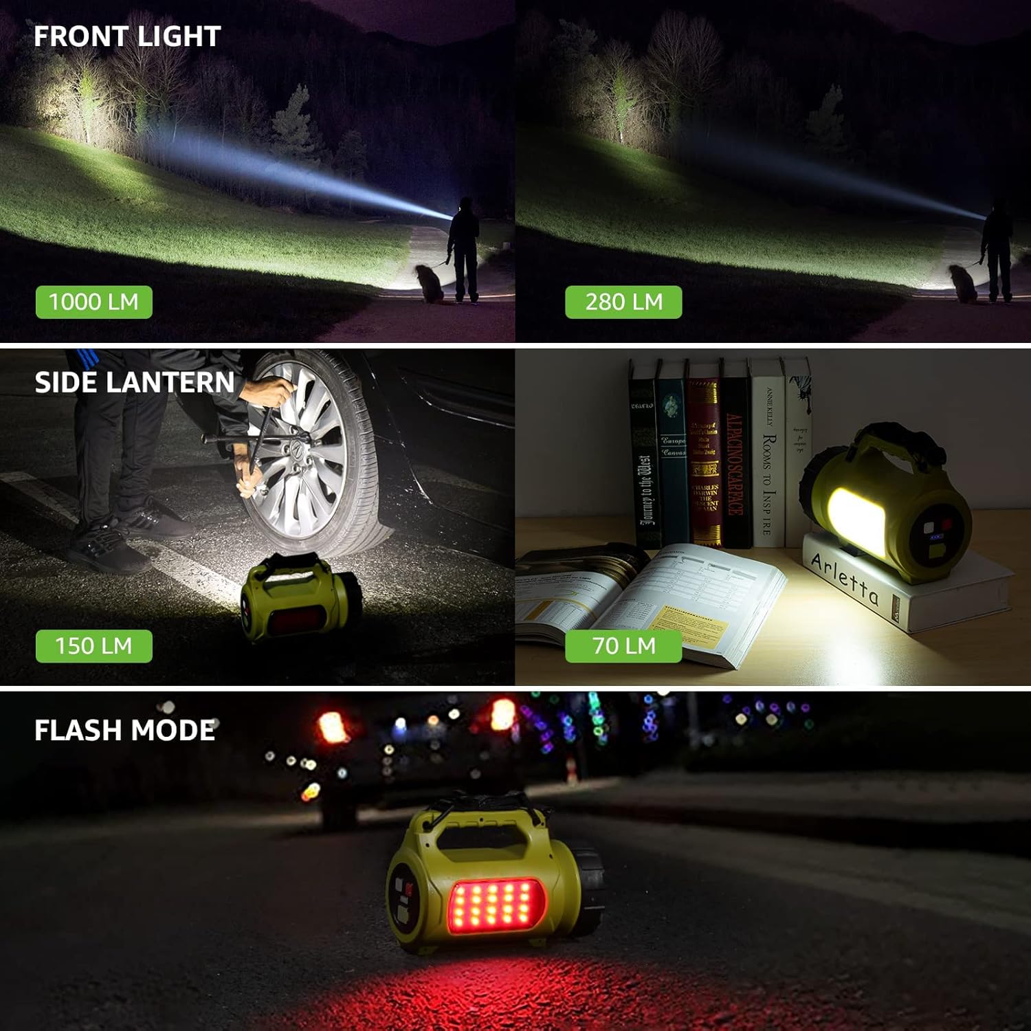 L Rechargeabl LE Lantern Campin Essentials 1000LM Ligh Modes Powe Bank IPX Waterproof Lanter Flashligh fo Hurrican Emergency Hiking Hom an More US Cabl Included