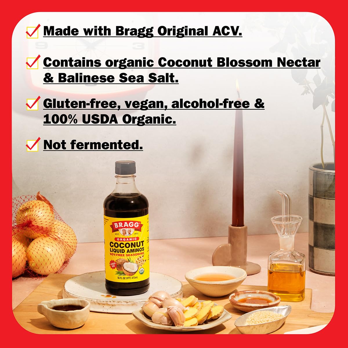 Organic Coconut Aminos, Soy-Free Seasoning - Vegan, Gluten Free, No GMO¡¯s, Kosher Certified (128 Ounce)
