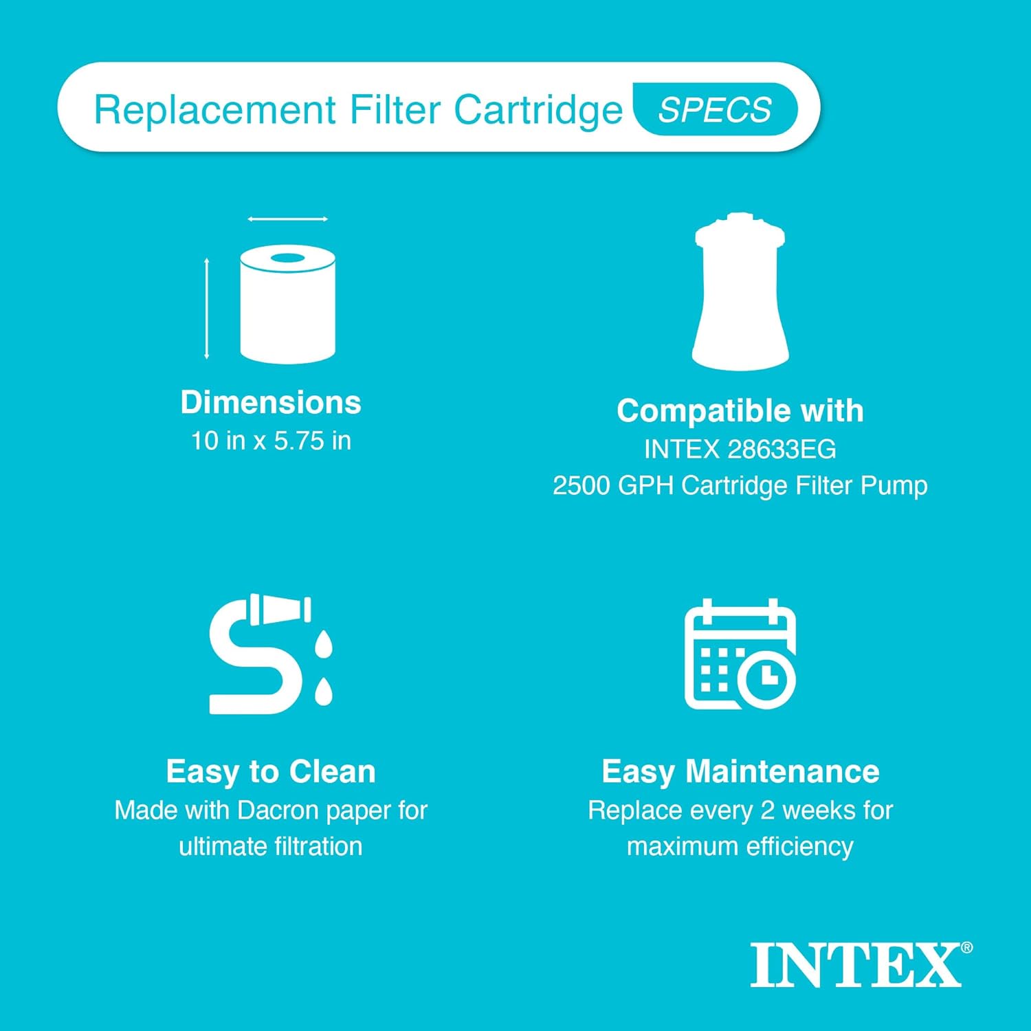 Intex 29005E Type B Pool Filter Cartridge Filter Pumps ¨C Easy-to-Clean ¨C Dacron Paper ¨C Efficient Filtration ¨C 4 Pack