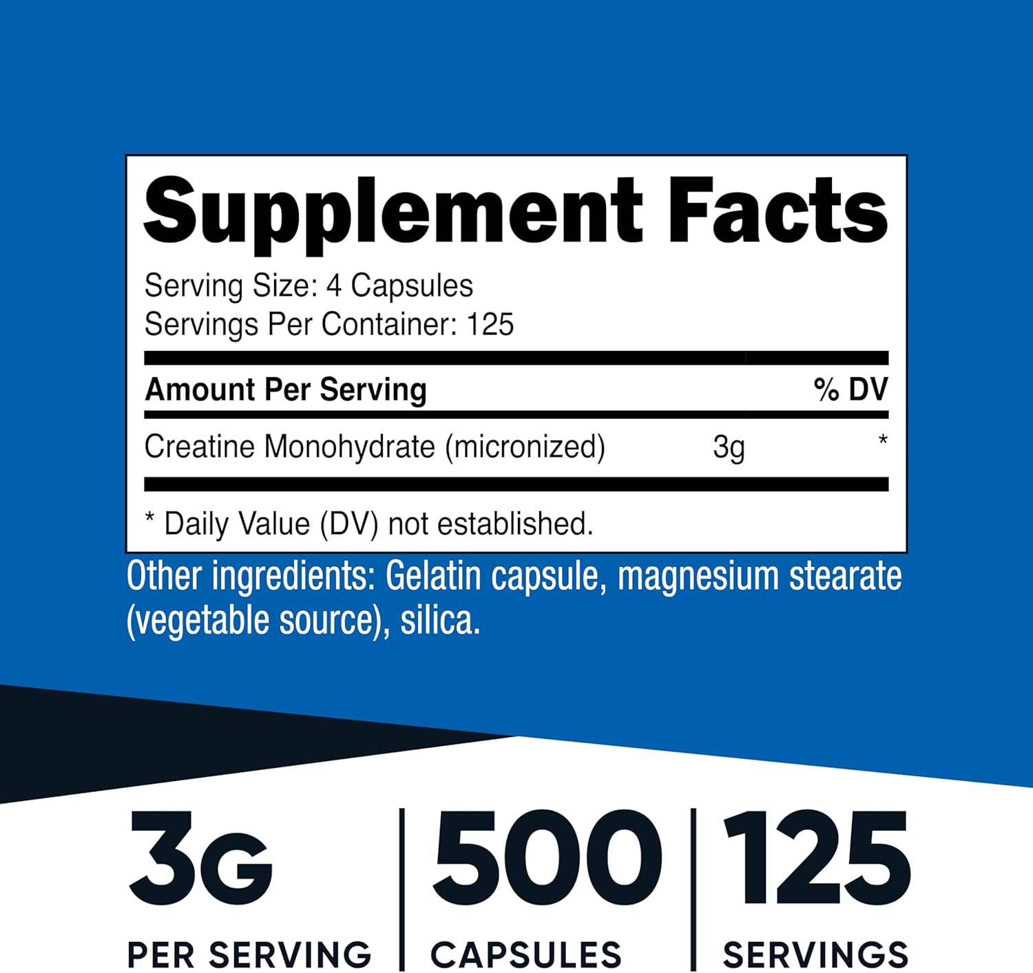 Nutricost Micronized Creatine Monohydrate 3,000mg 500 Capsules, 125 Servings, 750mg of Creatine Monohydrate Per Capsule