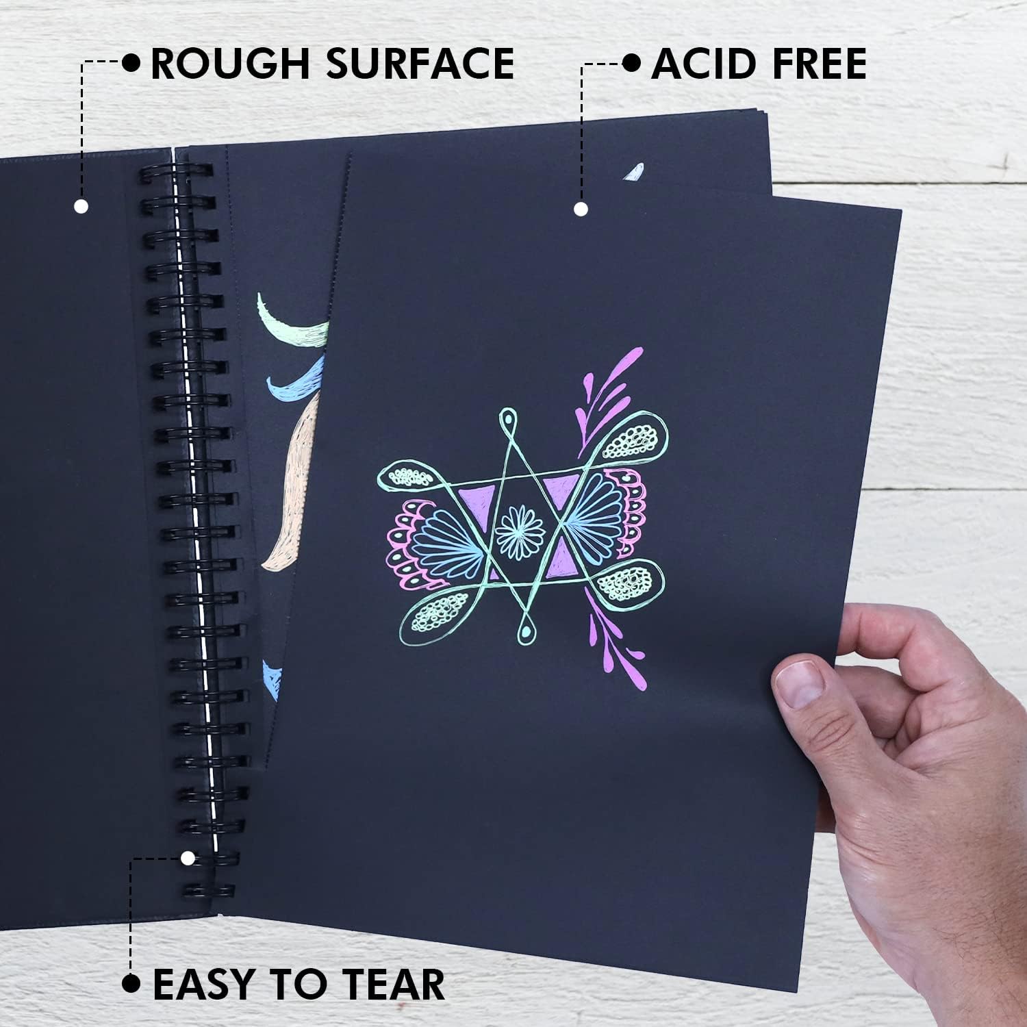 Vanli' Hardcove Blac Pape Sketchboo 1 Pac Bal Poin Ge Pen Se  Whit 1 Colorfu Pen fo Drawing Sketching Journaling 9inc 12inc Spira Bound Aci Fre Blac Ar Paper
