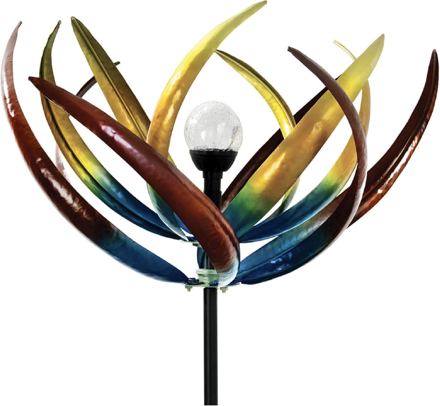 Bit an Piece Tuli Win Spinner Outdoo Sola Lighte Meta Win Spinner Larg Kineti Garde Sculptures Crackl Glas Light Multi-Colore Garde Decor