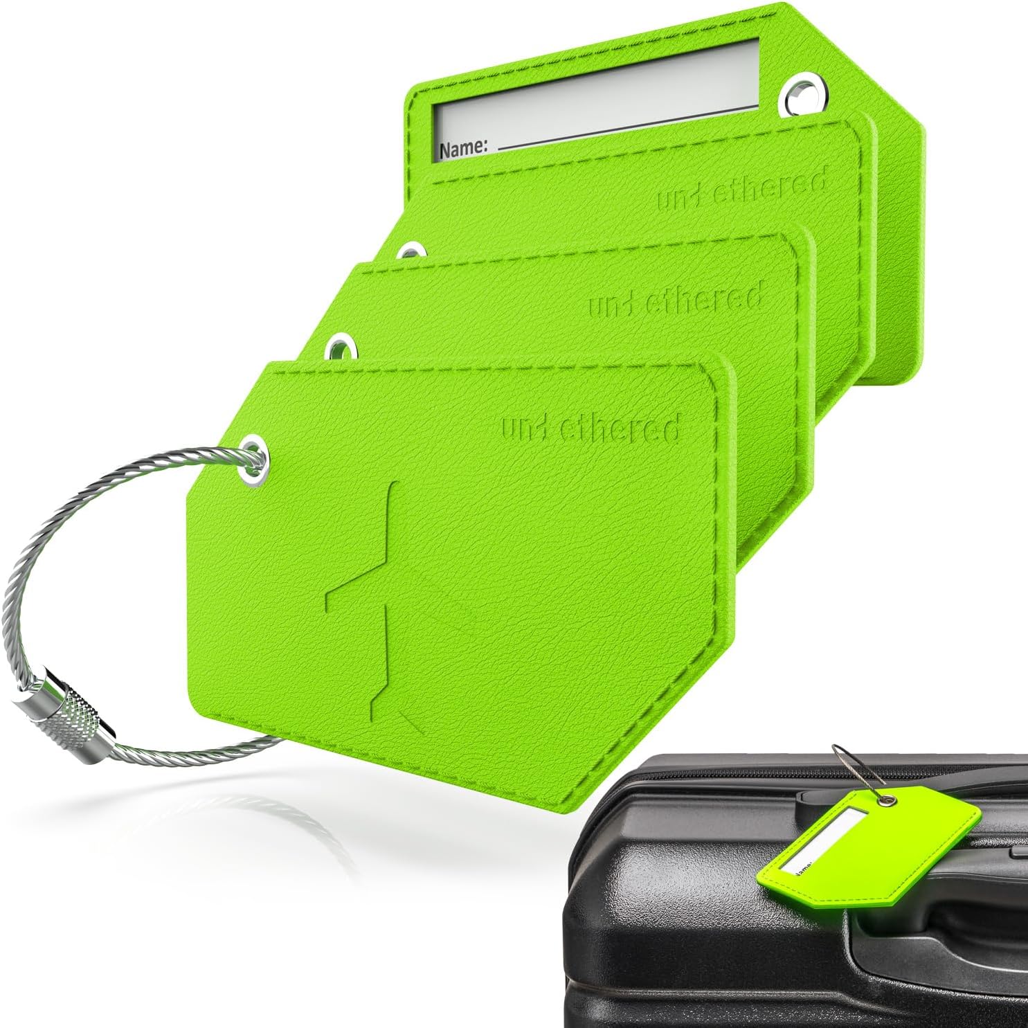 Untethered 4-Pack Luggage Tag Set | Durable Luggage Tags for Suitcases Travel Bags | Bag Tag Name ID Identifiers | Suitcase Tags for Easy Luggage Identification