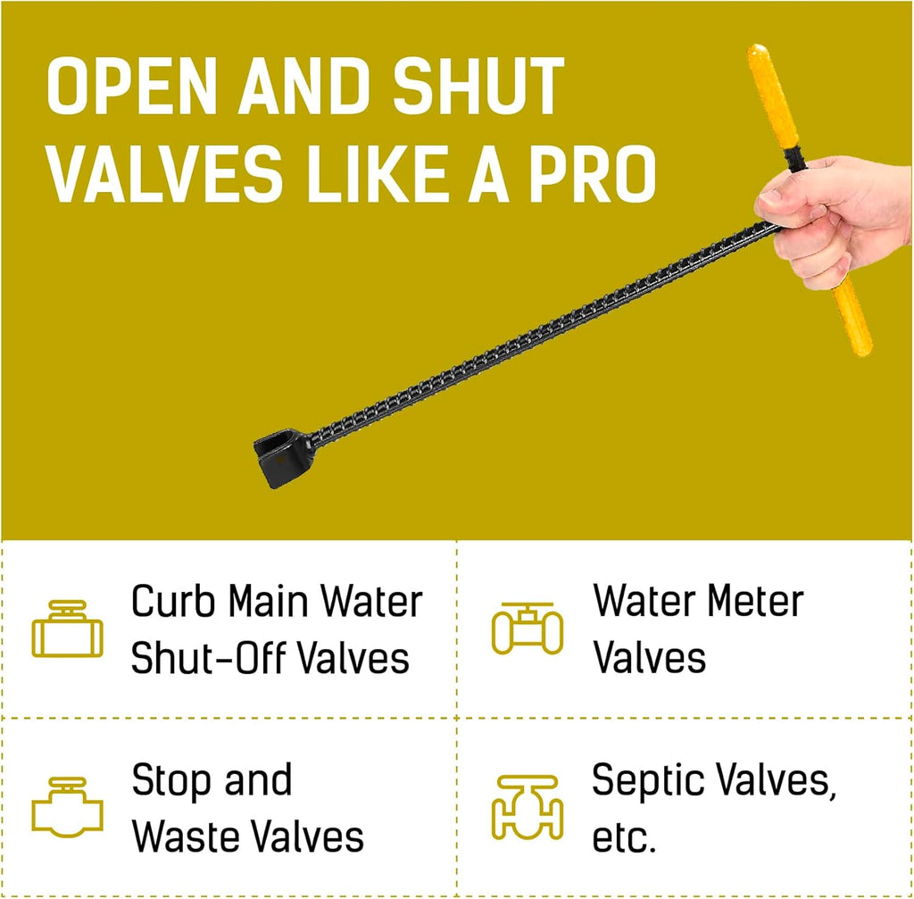 LOSTRONAUT 12inch Water Meter Key - Professional Garden and Plumbing Tool for Opening and Closing Valves with Ease - with Reinforced Steel T-Handle and 4-Way Spigot Selector for Versatile Applications