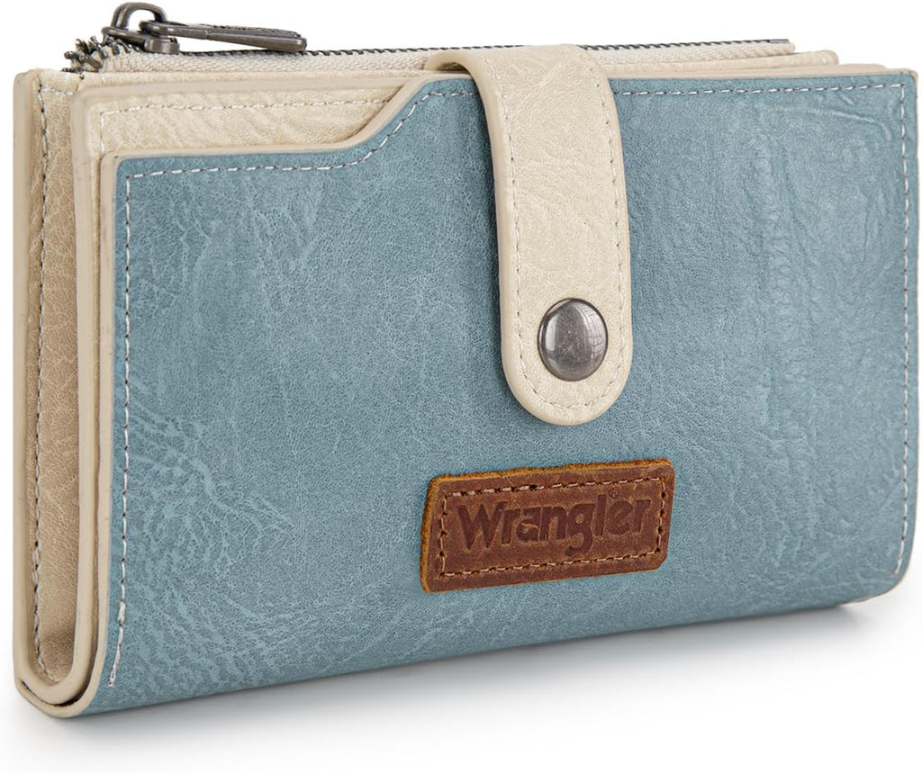 Wrangler Wallet for Women Bifold Card Holder with Zipper and ID Window