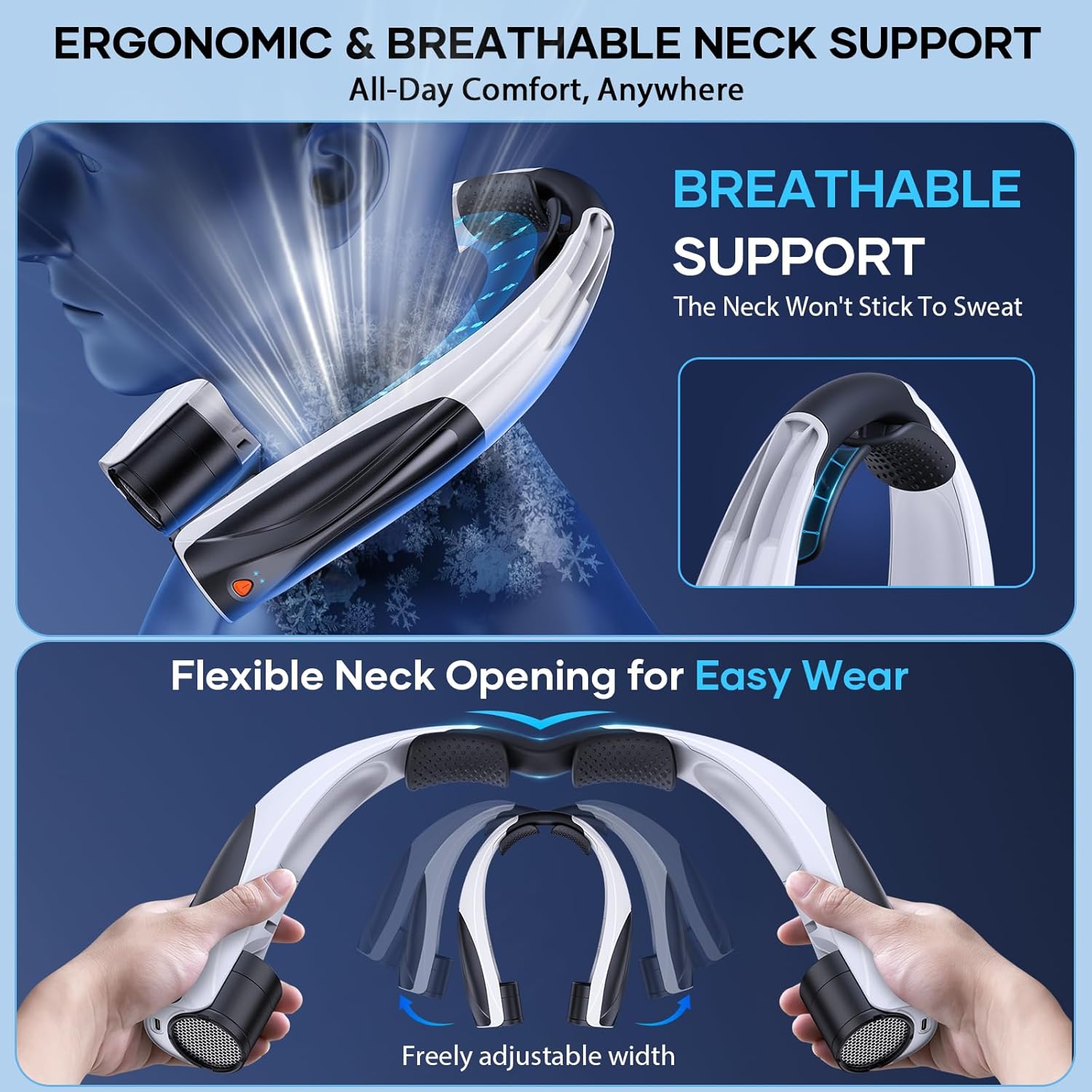 JI Nec Fa Portabl Nec Fa Rechargeabl wit Adjustabl Speeds Nec Coole wit 360 Surroun Breeze Upgrade Long-lastin Wearabl Fa fo Ho Weather Travel Outdoor Camping Me Women