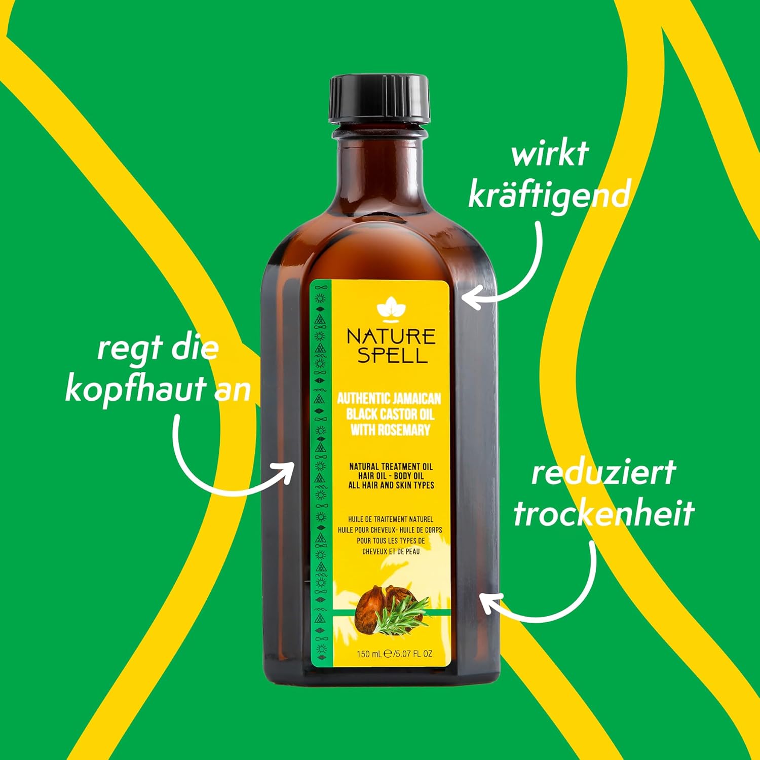 Natur Spel Jamaica Blac Casto an Rosemar Oi Blen fo Hai Scalp Pre-Dilute Oi t Strengthe Root an Smoot Strands Fo Al Hai Types Vegan 5.0 F Oz