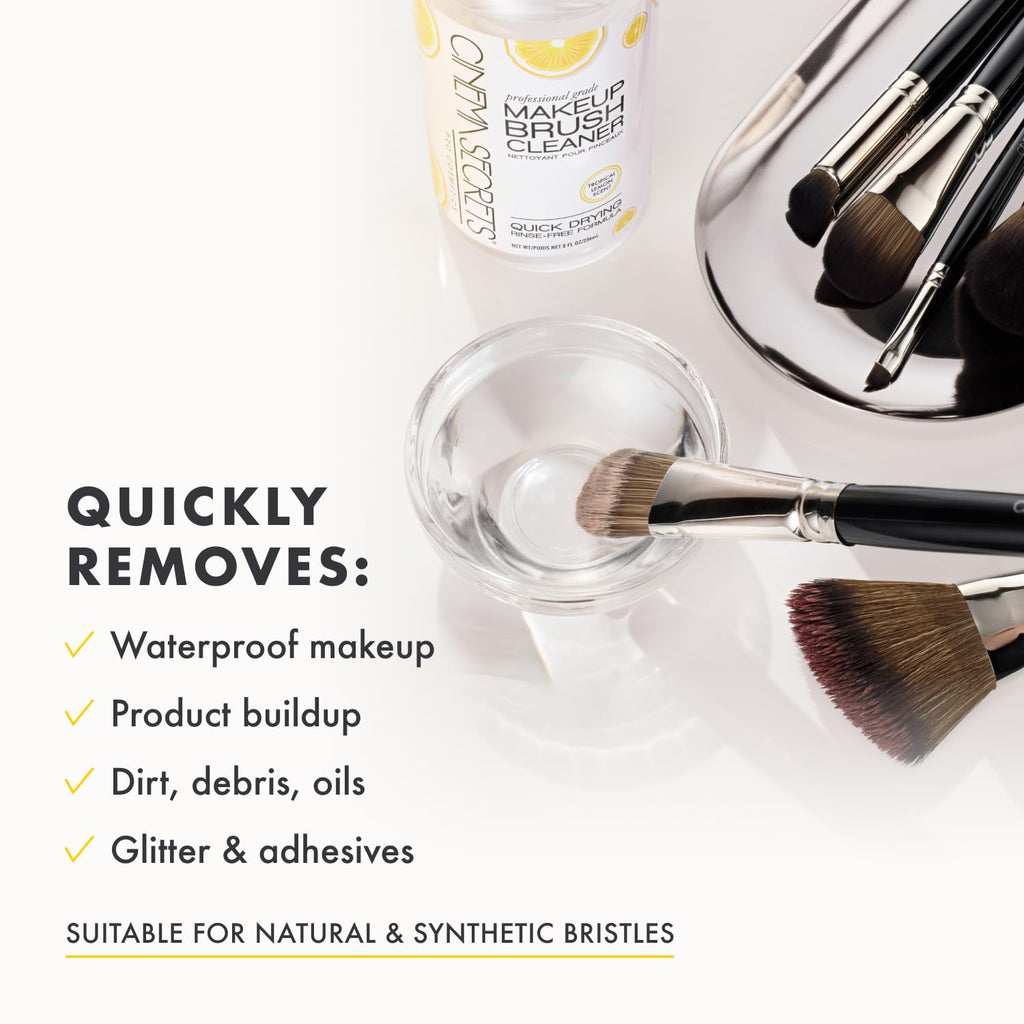 CINEM SECRET Origina Makeu Brus Cleane Solutio Spra Comb Professiona Cleanse fo Makeu Brushe Quick-Dryin Rinse-Fre Remove Built-U Mak U Lemo (1 f o f oz)