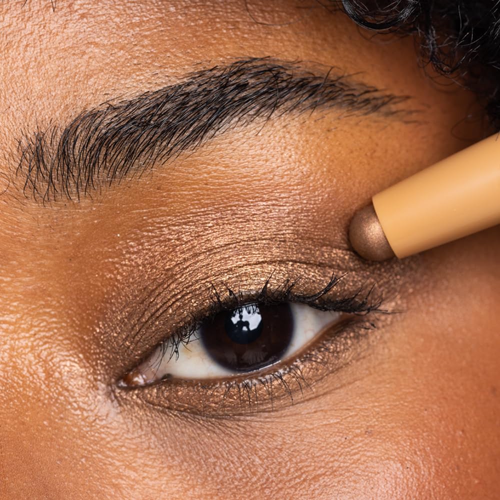 Palladio Waterproof Eyeshadow Stick with Blending Sponge, Long Lasting Effortless Application, Smudge Free Crease Proof Formula, Matte Shimmer Shades, Buildable Eye Shadow (Bronze Shimmer)