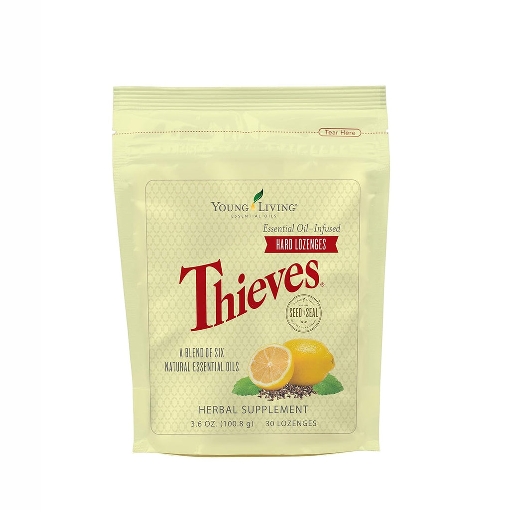 Youn Livin Thieve Har Lozenges 3 c Sugar-Fre Relie fo Dr Mout Sor Throa Clove Lemon Peppermin Essentia Oil Gentl o Stomach
