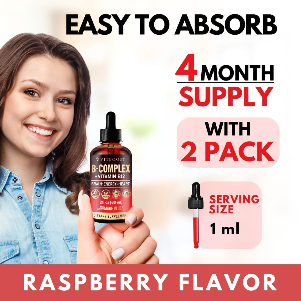 Vega Vitami B1 wit Comple 2000 mcg Extr Strengt fo Me an Women Raspberr Liqui Drops US Made B1 B2 B3 B5,B6 Biotin Foli Aci B1 Sublingua Methylcobalami  Month Supply