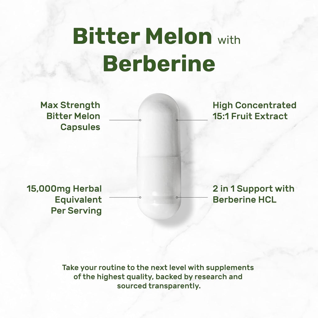 Bitte Melo wit Berberin Supplemen 15,000m Pe Serving 30 Capsule 15: Wil Bitte Melo Frui Extrac Berberin HC Thir Part Teste Plan Based Non-GMO