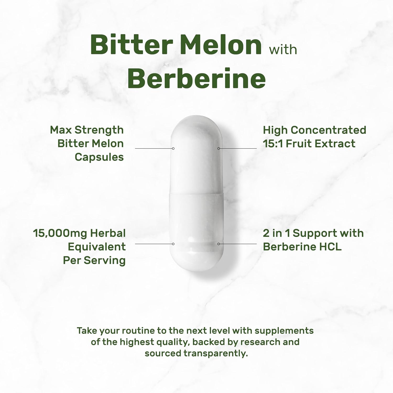 Bitte Melo wit Berberin Supplemen 15,000m Pe Serving 30 Capsule 15: Wil Bitte Melo Frui Extrac Berberin HC Thir Part Teste Plan Based Non-GMO