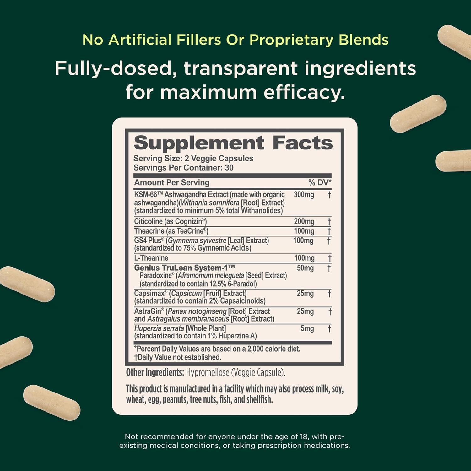 Geniu Thermogeni Fa Burner 6 Die Veggi Pill Weigh Los Metabolis Supplement Appetit Suppressan Energ Booste Caffeine-Fre Nootropi Focu Brai Boos Ashwagandh TeaCrine