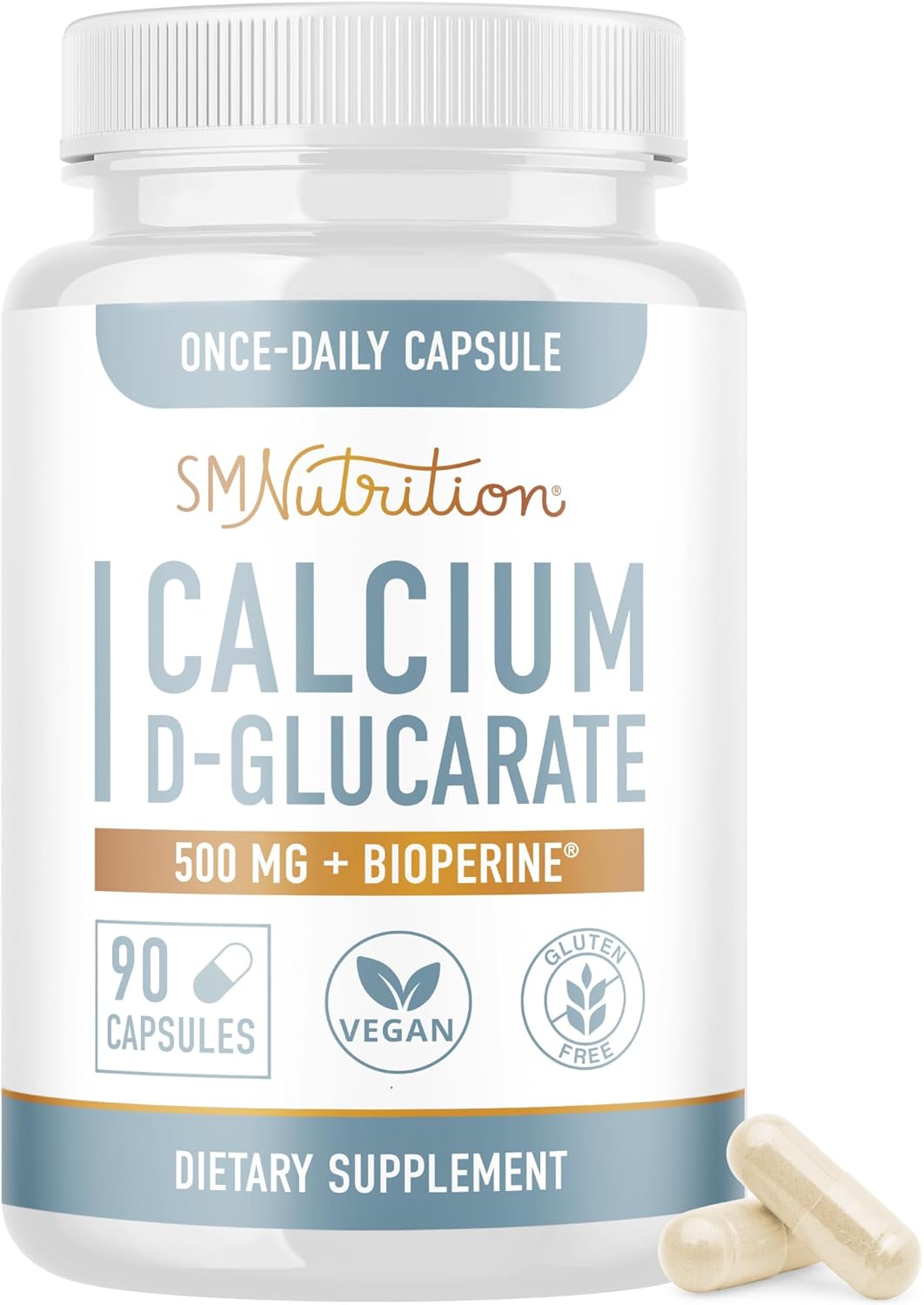 Calciu D-Glucarat 500M CD fo Live Deto an Cleanse Hormon Balance an Menopaus Suppor Calciu Supplemen Vegan Non-GMO Third-Part Teste 9 Capsule (3-Mont Supply)