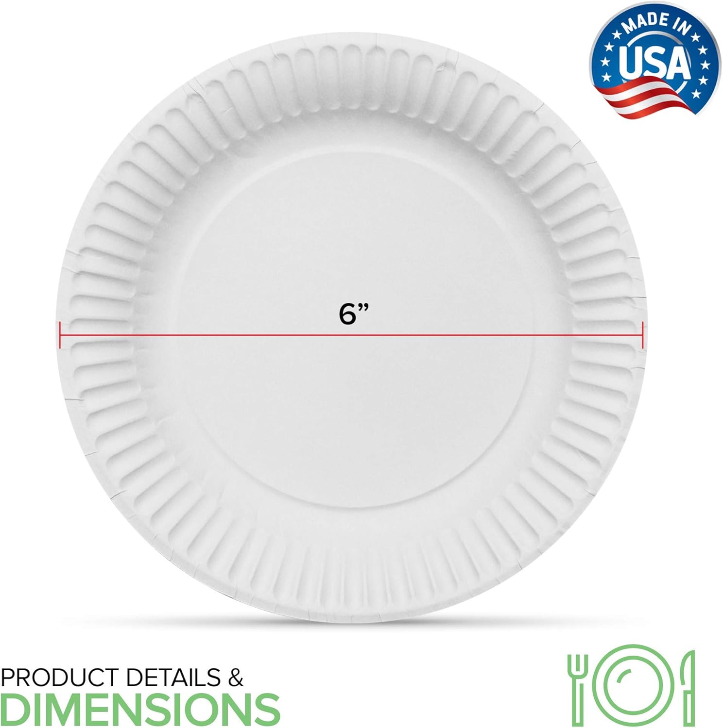 Stock Your Home 6-Inch Paper Plates Uncoated, Everyday Disposable Dessert Plates 6inch Paper Plate Bulk, White, 300 Count
