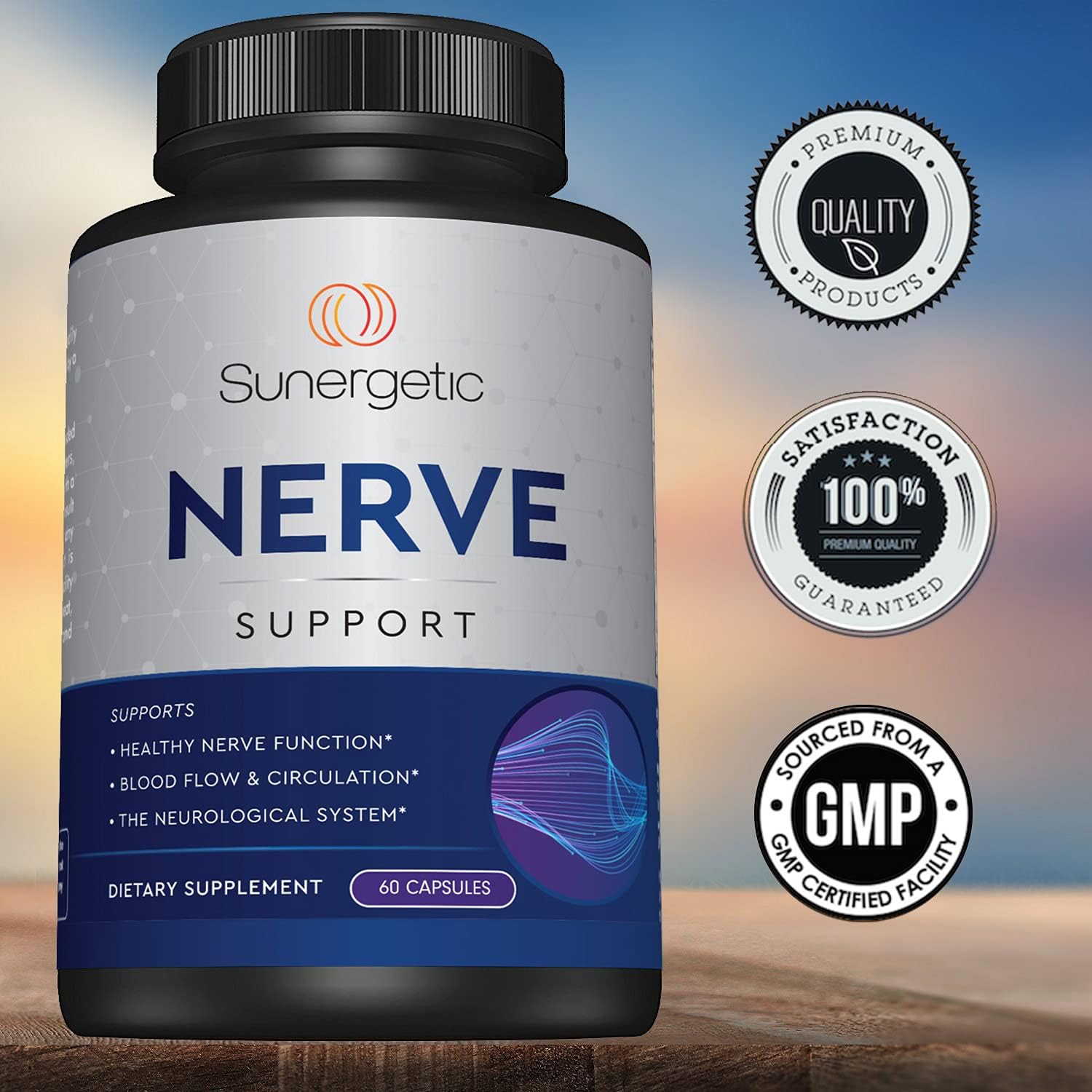 Premiu Nerv Suppor Supplemen wit Alph Lipoi Aci (ALA 60 mg Acetyl-L-Carnitin (ALC Benfotiamin Nerv Suppor Formul fo Health Circulation Feet Hand Toe 6 Capsules