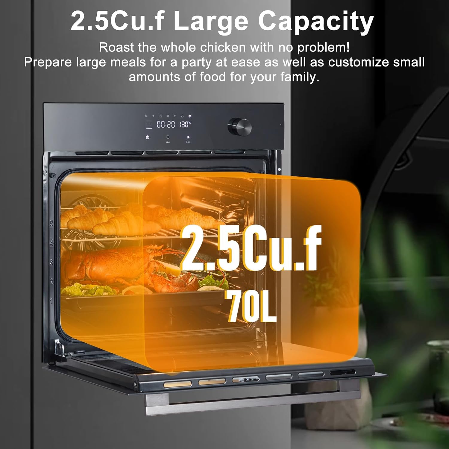GarveeHom 2 i 6 Oven Cookin Function 10 Menu Touc Contro Ove i Stainles Stee fo Hom Baking Black