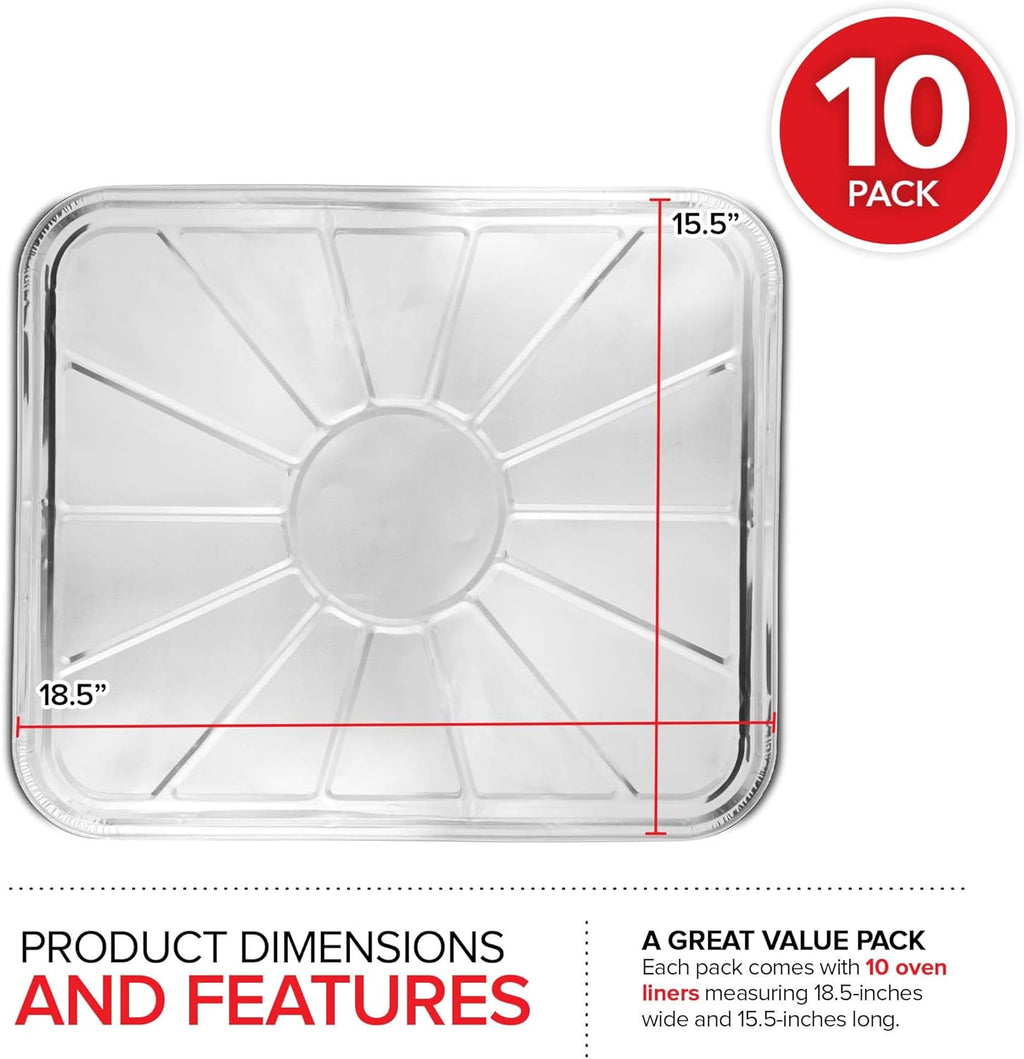 Disposable Foil Oven Liners (10 Pack) Oven Liners for Bottom of Electric Oven and Gas Oven - Reusable Oven Drip Pan Tray for Cooking and Baking - 18.5inch x15.5¡±