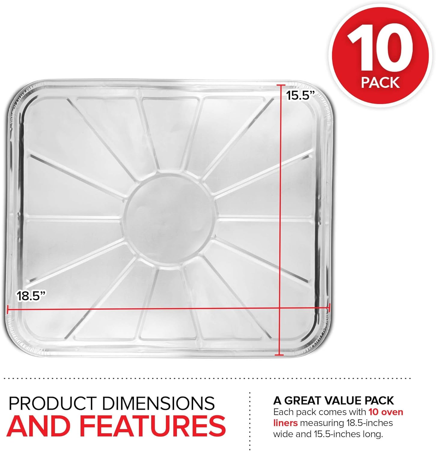 Disposable Foil Oven Liners (10 Pack) Oven Liners for Bottom of Electric Oven and Gas Oven - Reusable Oven Drip Pan Tray for Cooking and Baking - 18.5inch x15.5¡±