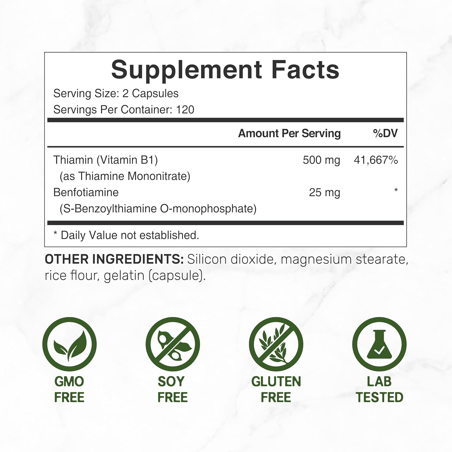 DEA SUPPLEMEN Vitami B 500m wit Benfotiamine 24 Capsule  i Enhance Formul Fa Wate Solubl Thiamin B Supplemen Thir Part Tested Non-GMO N Gluten