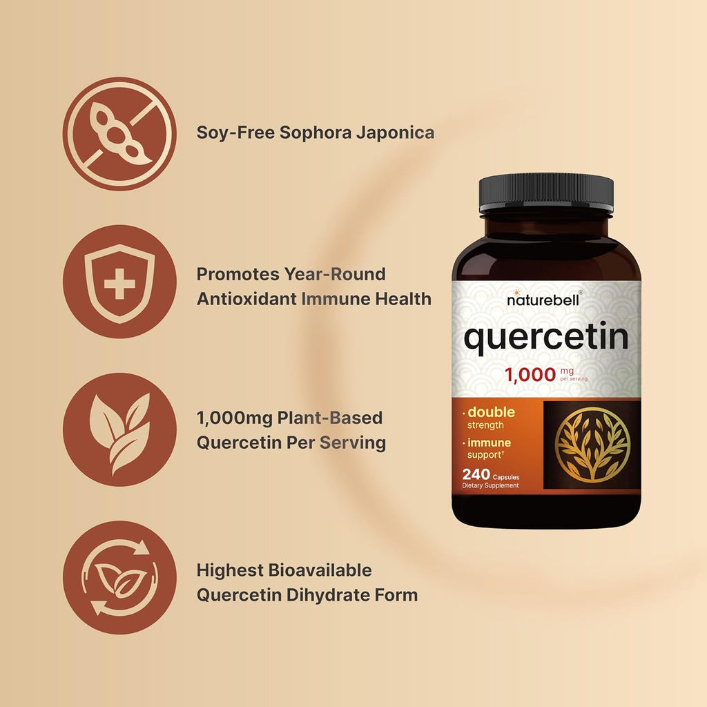 NatureBel Quercetin1000m Pe Servin 24 Capsules Ultr Strengt Querceti Supplemen Bioflavonoid fo Health Immun Support Thir Part Tested Non-GM N Gluten
