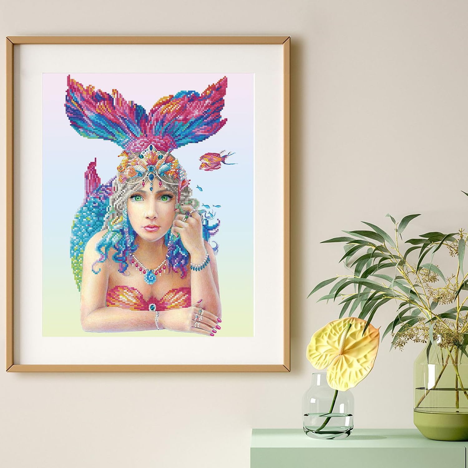 DIAMON DOT Mysti Mermai Diamon Paintin Kit fo Adult Diamon Ar Kit Relaxin Creativ Craf Ki wit Dot Gem 16.1x20.1