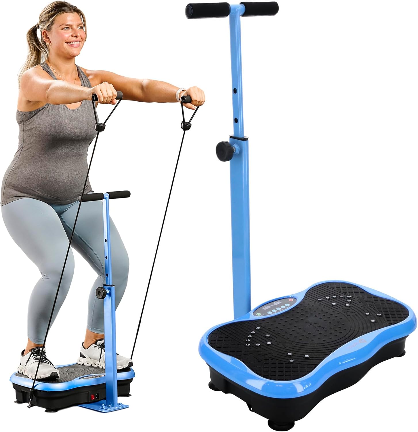 Lifepro TrimLite Vibration Plate Exercise Machine with Handlebars ¨C Whole Body Vibration Platform for Lymphatic Drainage & Weight Loss ¨C 99 Speed Levels, Bluetooth Speaker, Resistance Bands & Remote