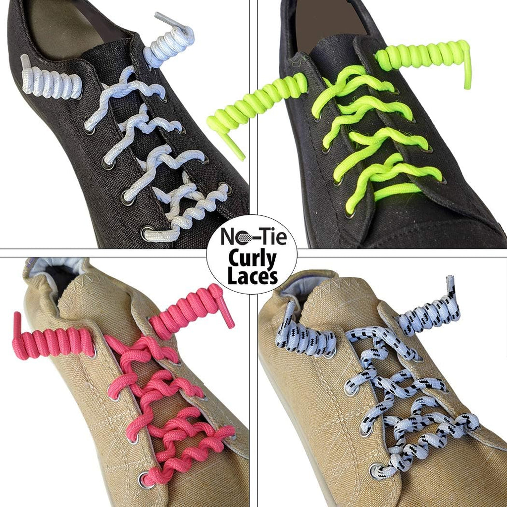 FOOTMATTERS Curly No Tie Shoe Laces - Elastic Spring Laces
