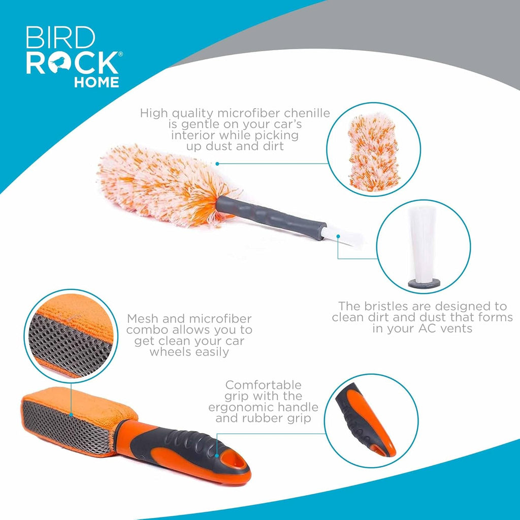 BirdRoc Hom Ca Was an Detailin Ki Include pc Exterio an Interio Cleanin Whee Brus Spong Duste Extendabl Cleanin Tool