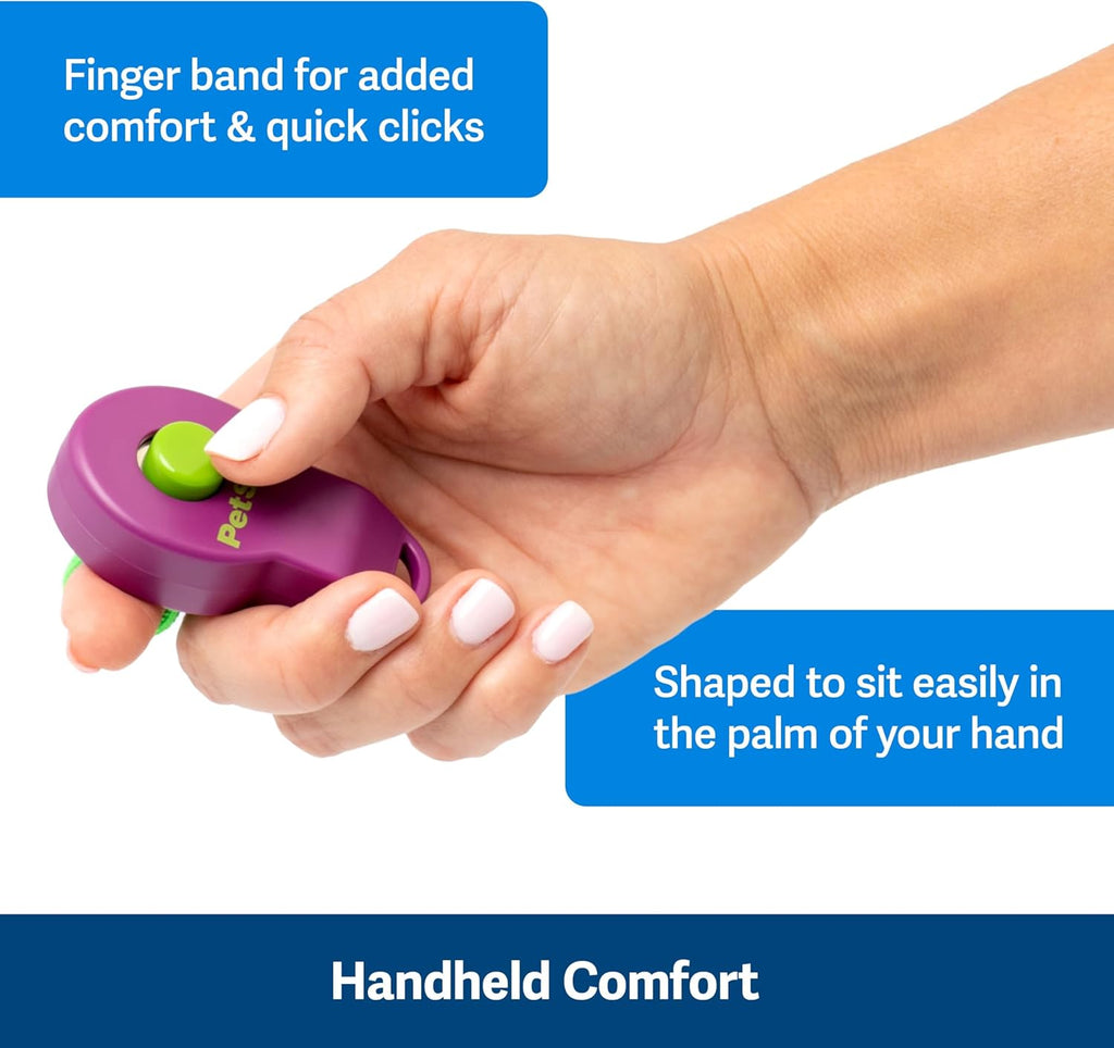 PetSafe Clik-R Training Tool - Positive Behavior Reinforcement - Ergonomic Design - Compact Finger Band - Daily Training Accessory - Clicker for Dogs Cats - Purple