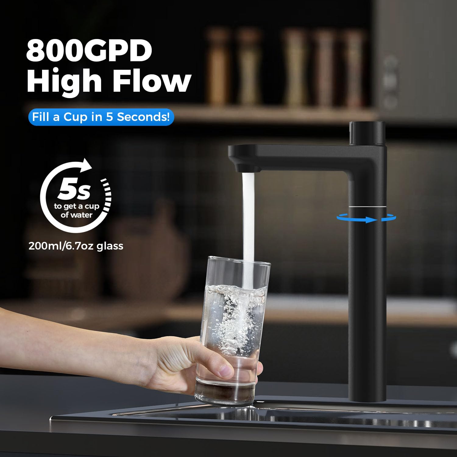 Ecoviv UnderSin Revers Osmosi R 800GP Wate Filte Filtratio System Alkalin Wate p 7-8 8-Stag Filtration 3: Pure-to-Drai Filter