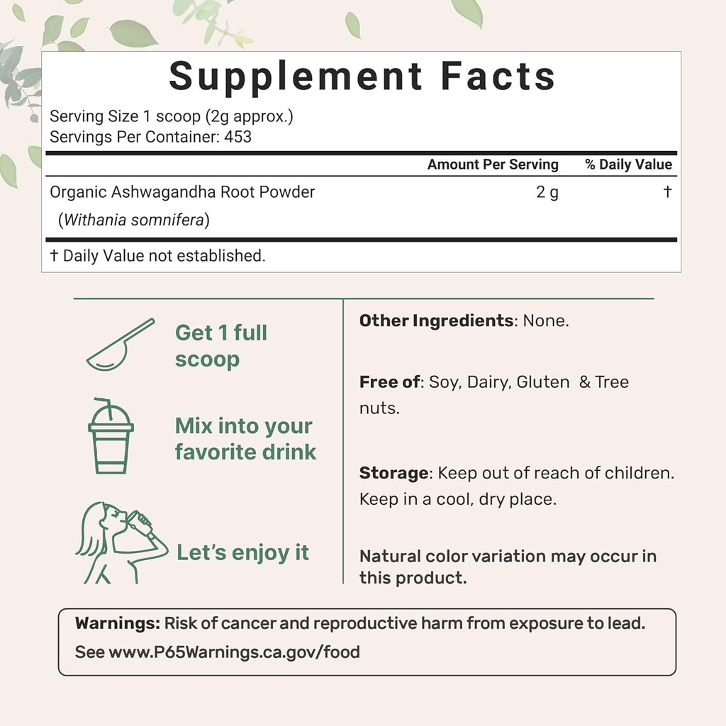 Micr Ingredient Organi Ashwagandh Roo Powde  Pound N Filler N Additives Highl Purifie Activ Withanolides Adaptogeni Ayurvedi Herba Supplements N GMO Glute Free Indi Origin