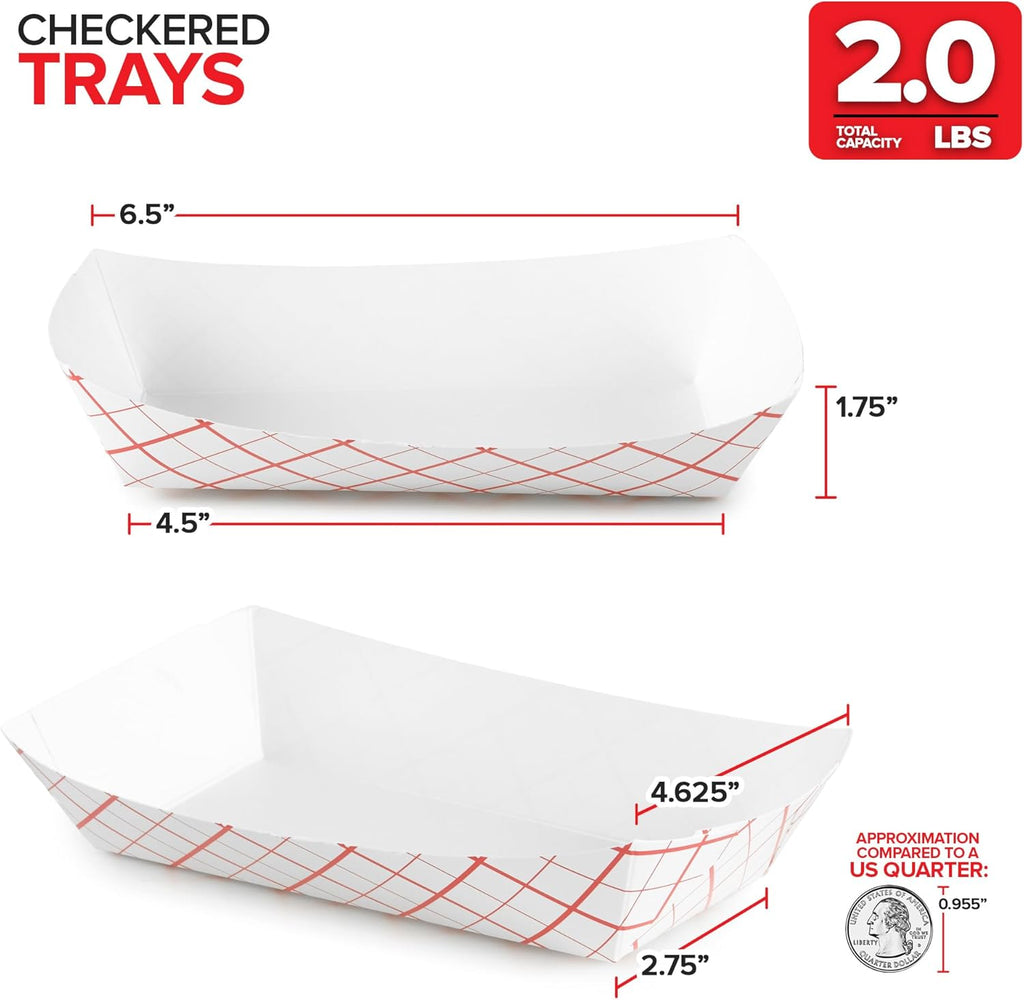 Stock Your Home Medium Paper Food Boats, 250 Pack, Red White Checkered, 2 Lb Capacity, 4.5 x 2.75 x 1.75 in