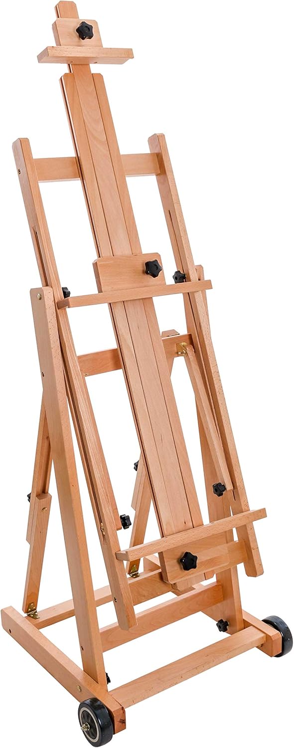 U.S Ar Suppl Maste Multi-Functio Studi Artis Woode Floo Ease Larg Heav Dut Adjustabl H-Frame Tilt Flat Mas Adjust t 97inc Hig Beechwoo Paintin Canva Holde Stan wit Wheels