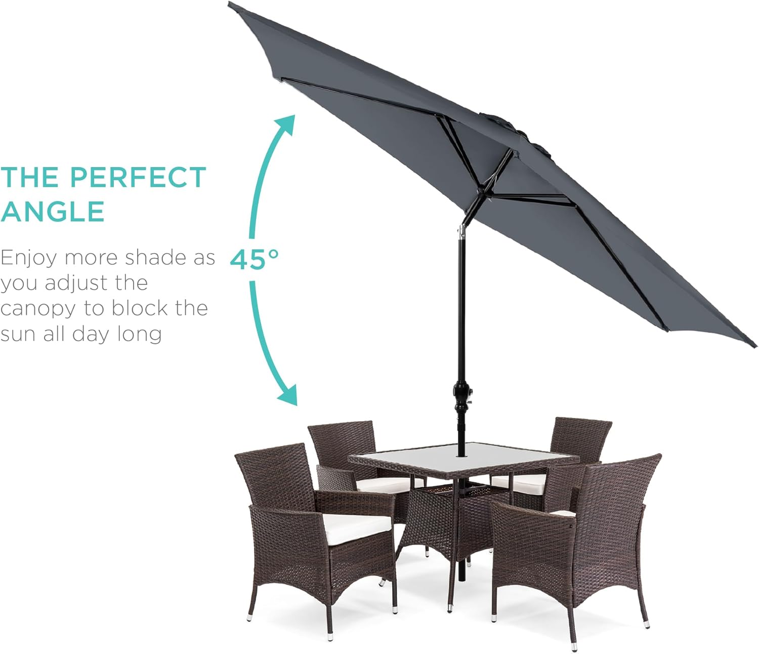 Best Choice Products 10ft Outdoor Steel Polyester Market Patio Umbrella w/Crank, Easy Push Button, Tilt, Table Compatible - Slate