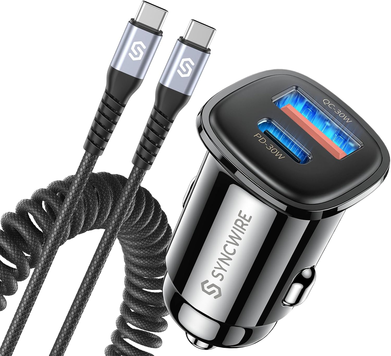 US Ca Charge 60 [P 30 Q 30W Fas Chargin US Adapte wit 5F Typ Coile Cabl Compatibl wit iPhon 16/1 Plus/1 Pro/1 Pr Max/Galax S23/S22 Googl Pixe 7/7Pro
